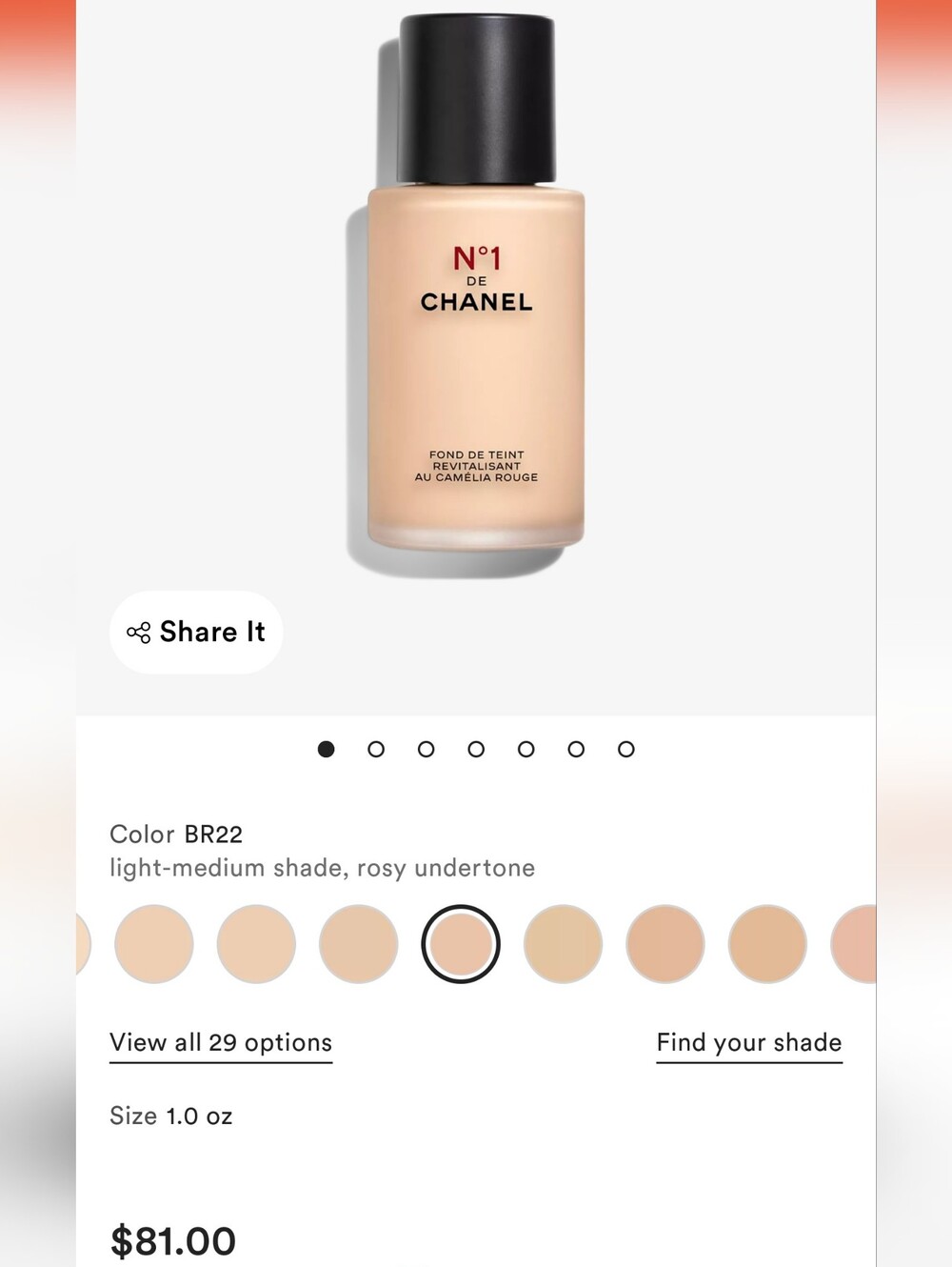 CHANEL N°1 De Chanel Foundation - BR22 Light-Medium (Rosy Undertone)